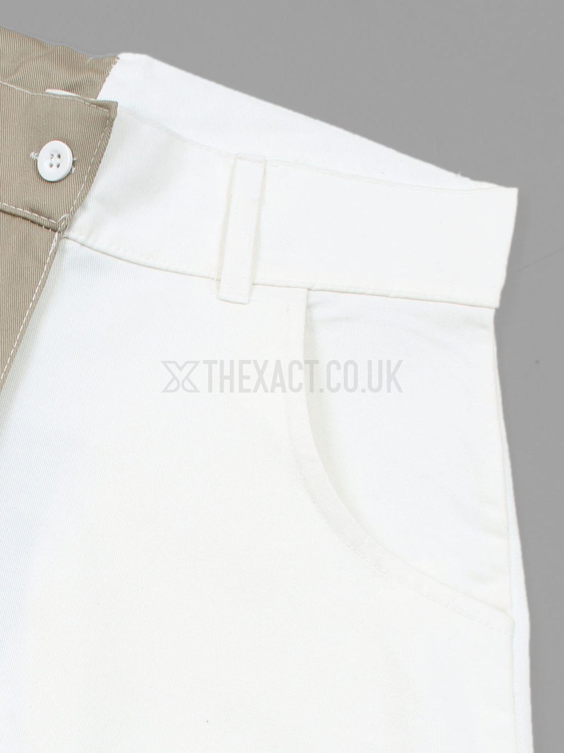 Women White &amp; Stone Twill Contrast Jogger Straight Leg Trouser Pants