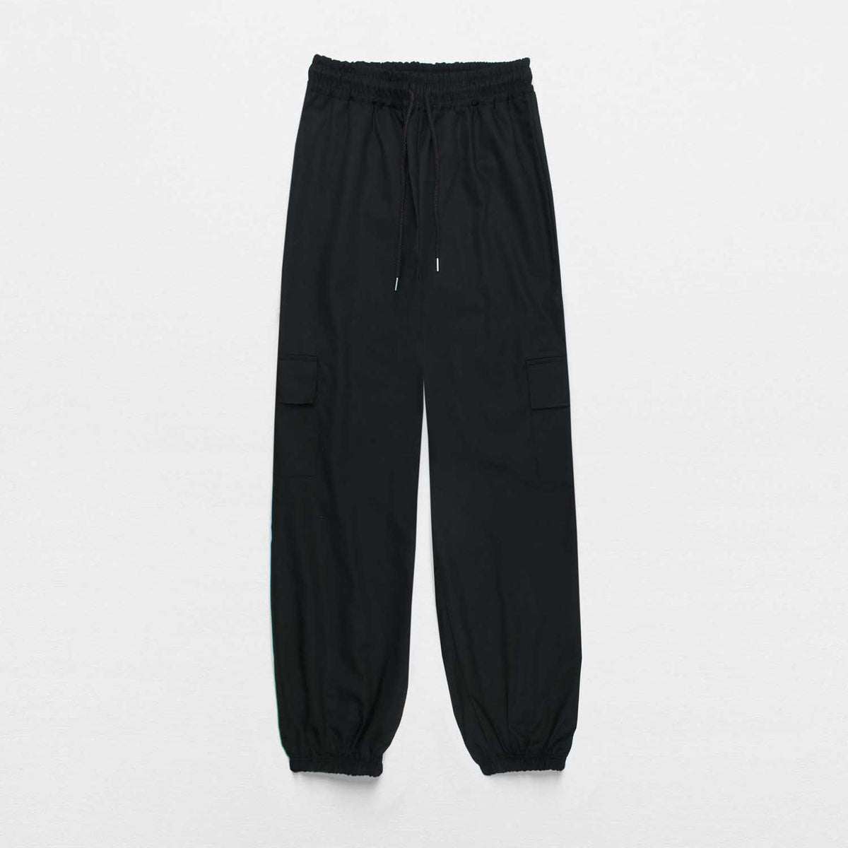 Shape Black Pocket Cuff Cargo Trousers