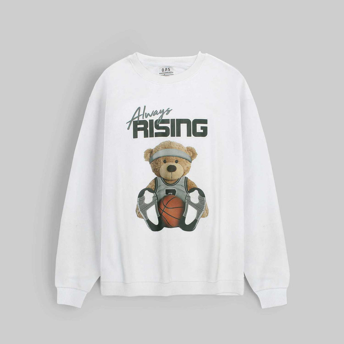 Unisex Jumpers White Heat Transfer Patch Teddy Bear Sweatshirts Sweats Crew Neck