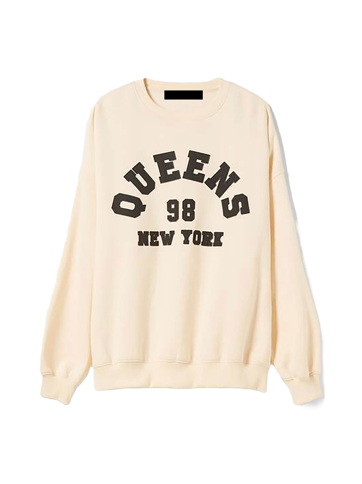 Women Oversized Sweatshirts  Crew Neck Fleece Cream Ribbed Cuff &amp; Hem