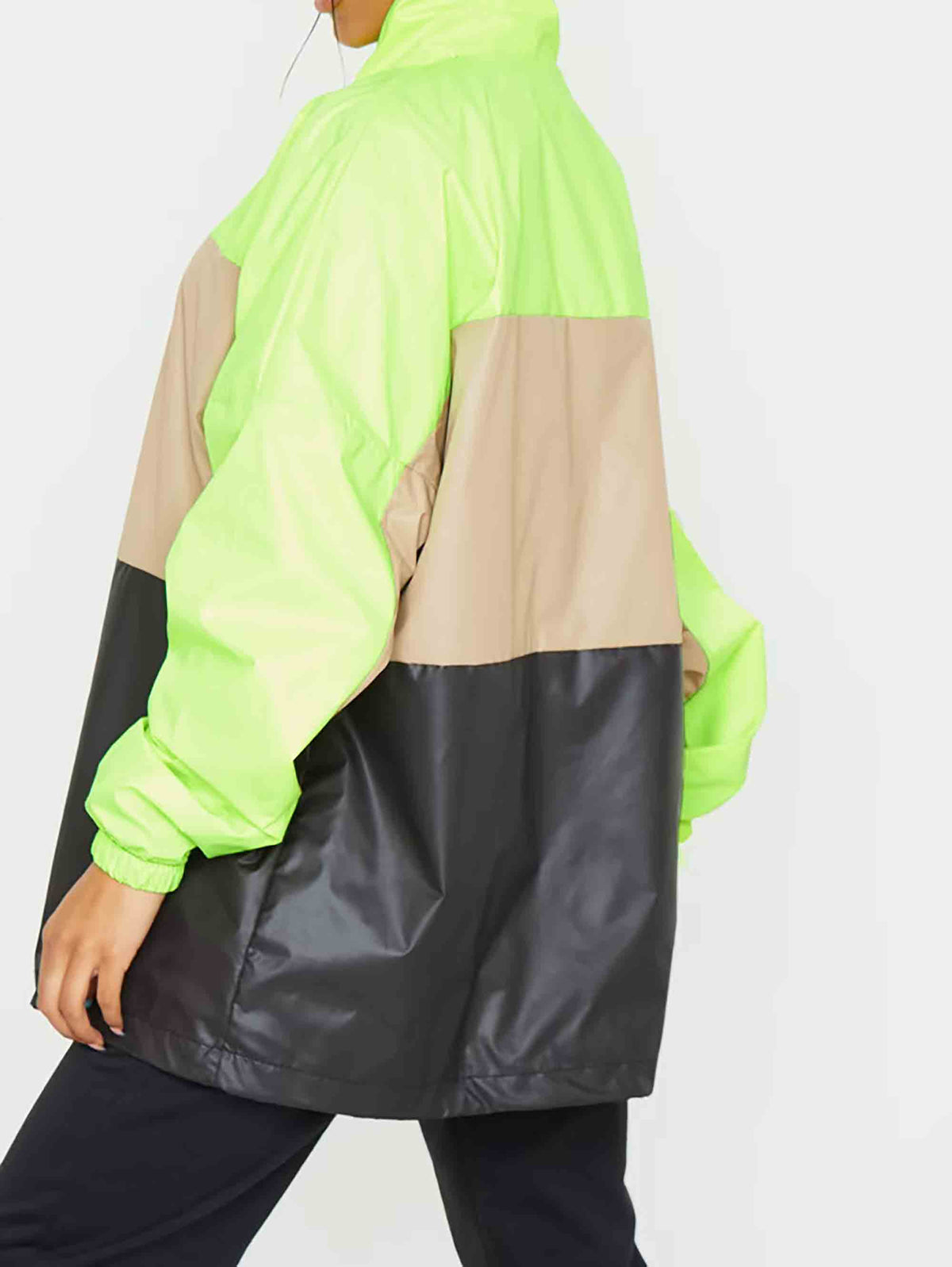 STONE SHELL COLOUR BLOCK ZIP UP WINDBREAKER JACKET - ThexactStore