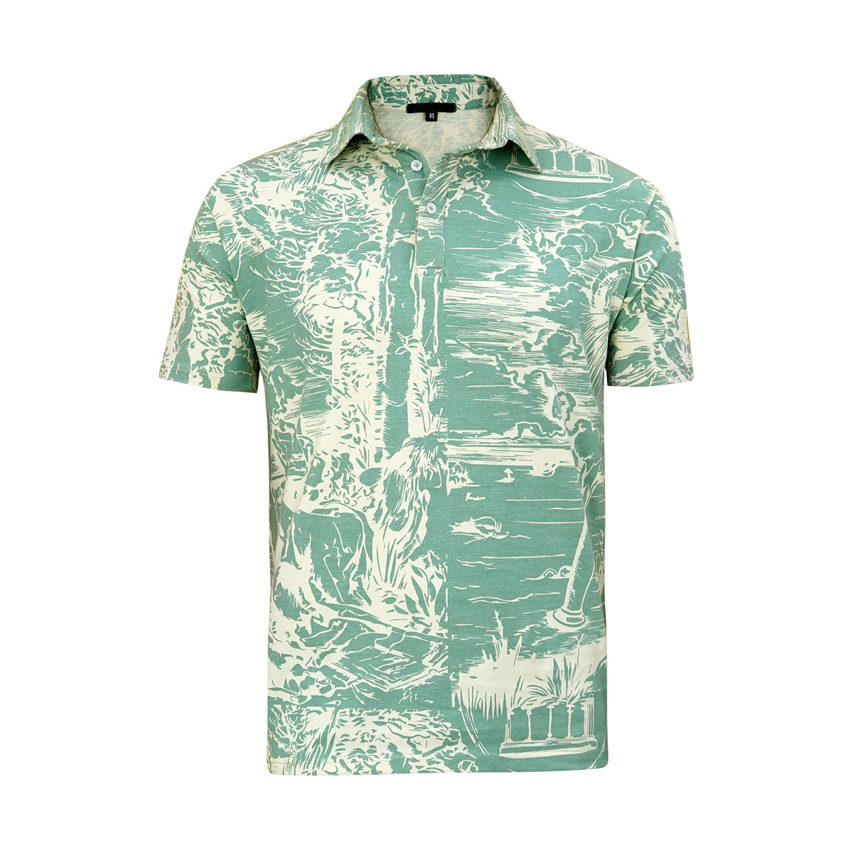 Men&#39;s Polo Shirts Sage Green Jungle Print