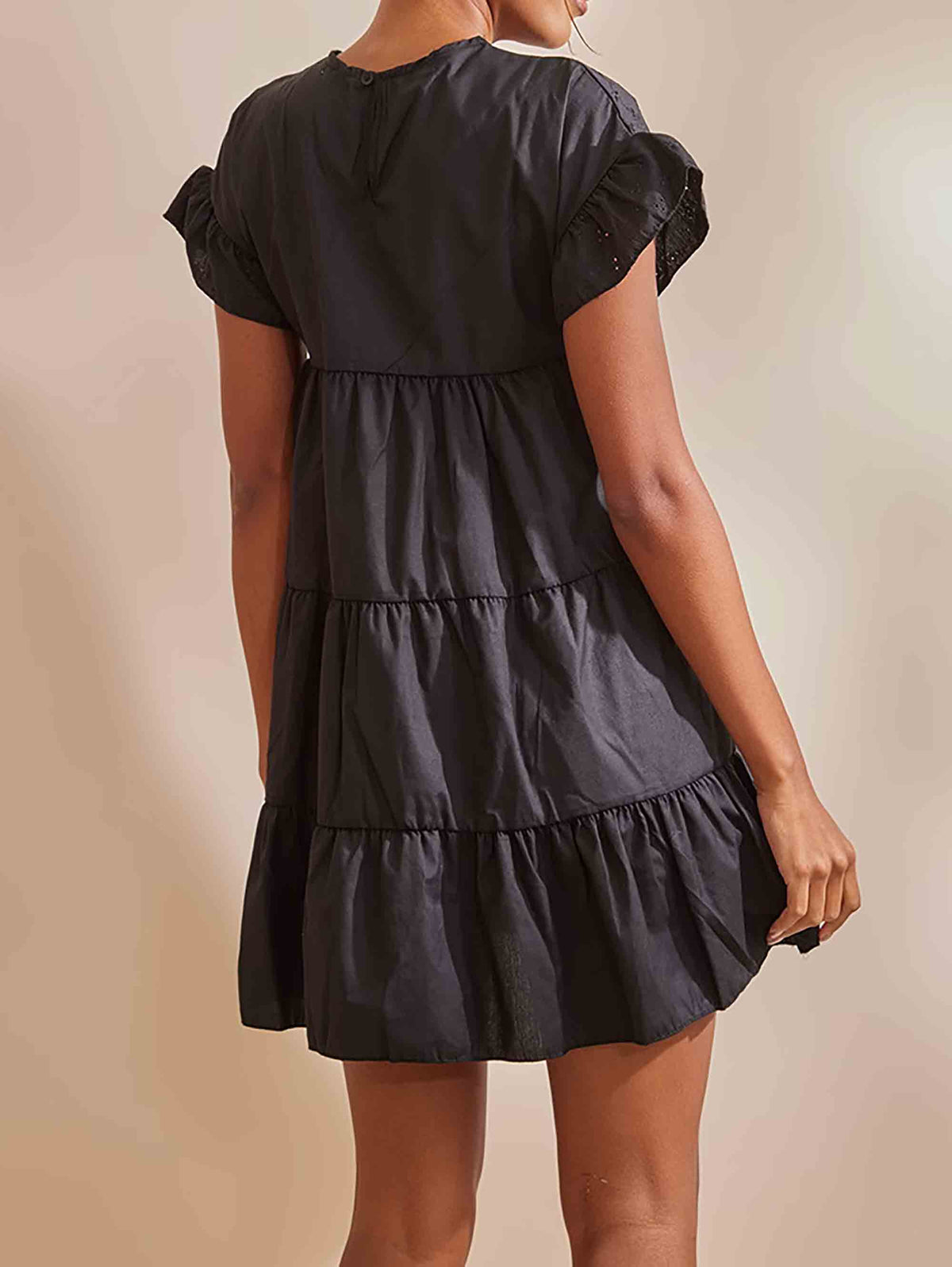 BLACK BRODERIE ANGLAISE SMOCK DRESS - ThexactStore