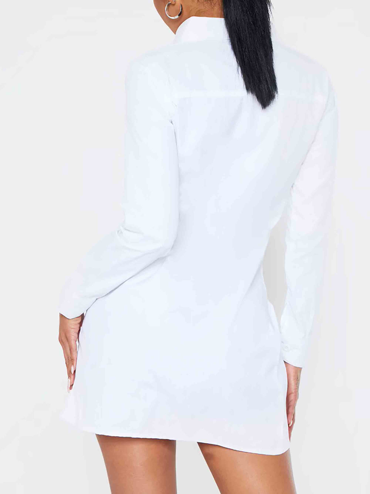 WHITE RUCHED FRONT SHIRT DRESS - ThexactStore