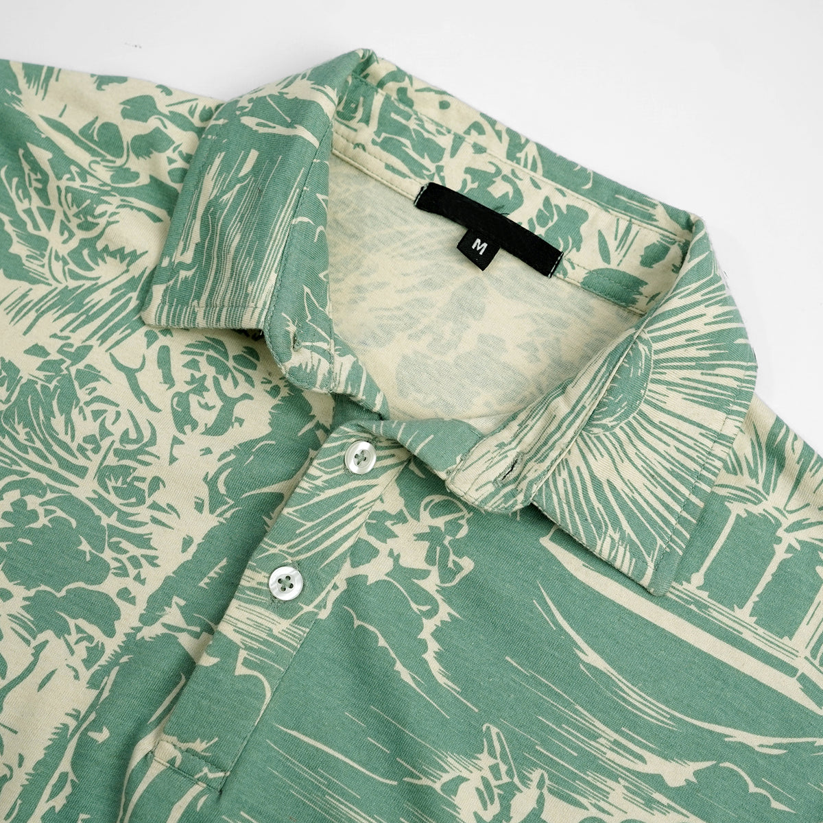 Men&#39;s Polo Shirts Sage Green Jungle Print