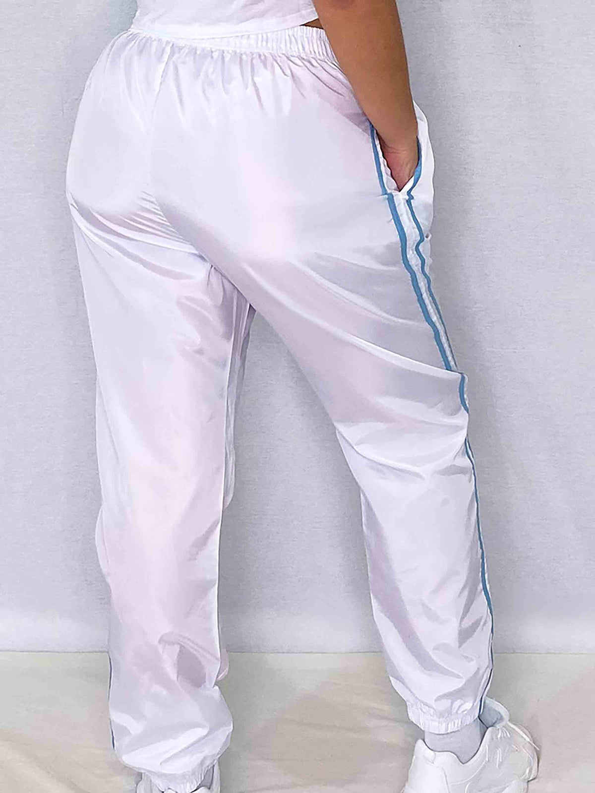 PLUS CREAM SIDE STRIPE SHELL JOGGERS - ThexactStore