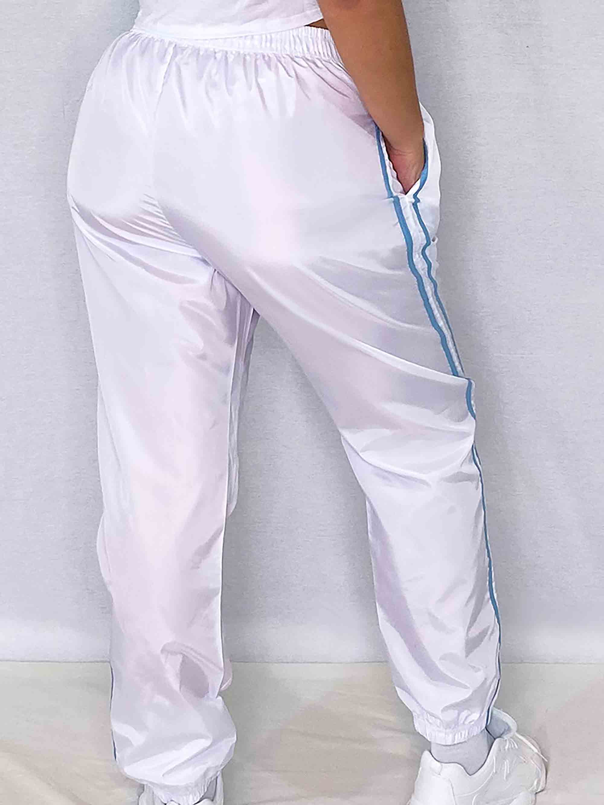 PLUS CREAM SIDE STRIPE SHELL JOGGERS - ThexactStore