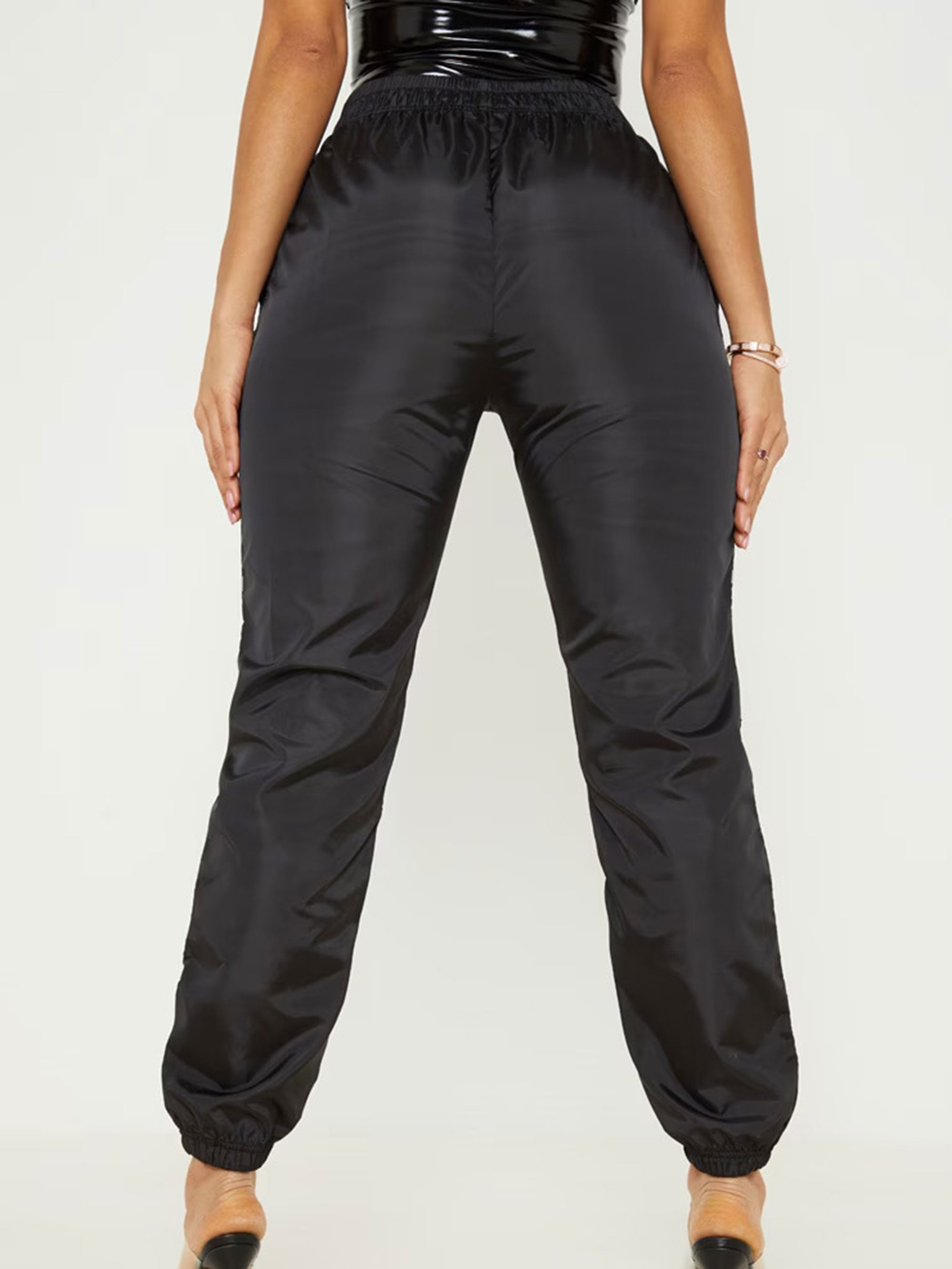 BLACK REFLECTIVE TAPE CARGO TROUSERS - ThexactStore