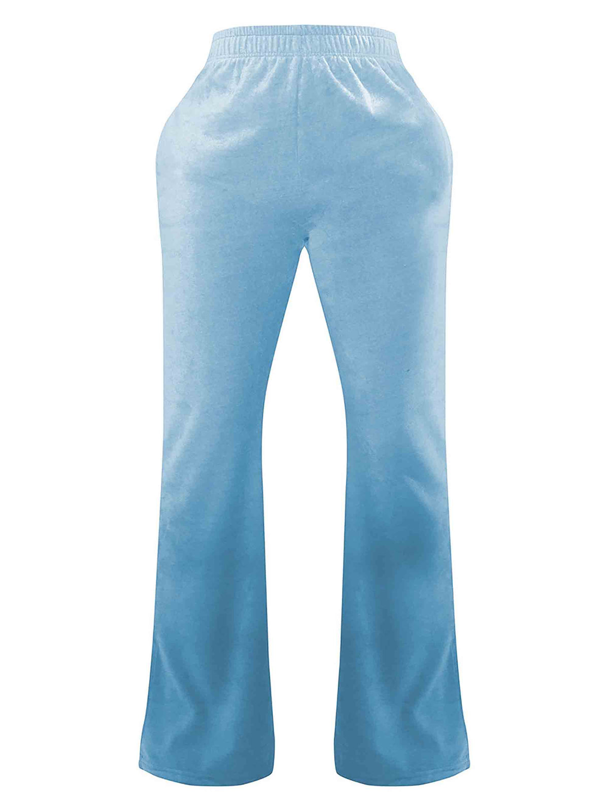 SHAPE BLUE VELOUR WIDE LEG SPLIT HEM JOGGERS - ThexactStore