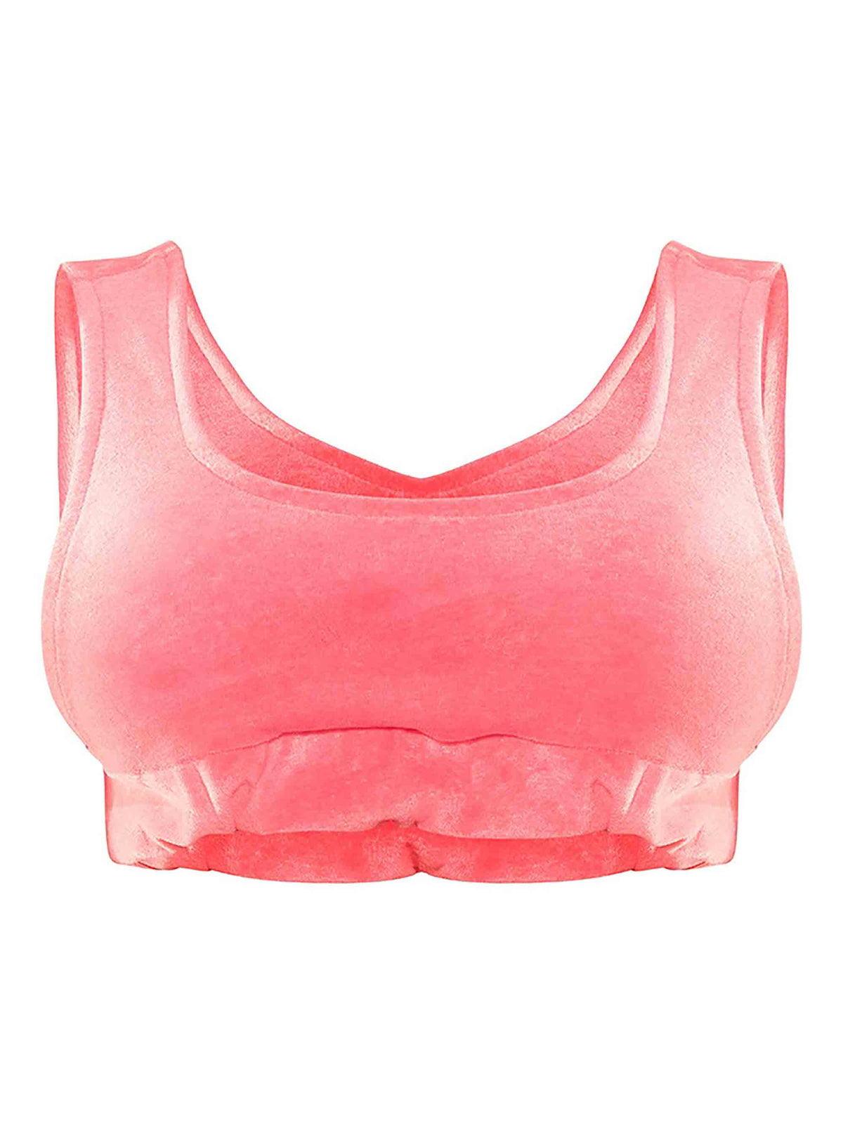 SHAPE PINK VELOUR SIDE BOOB CROP TOP - ThexactStore