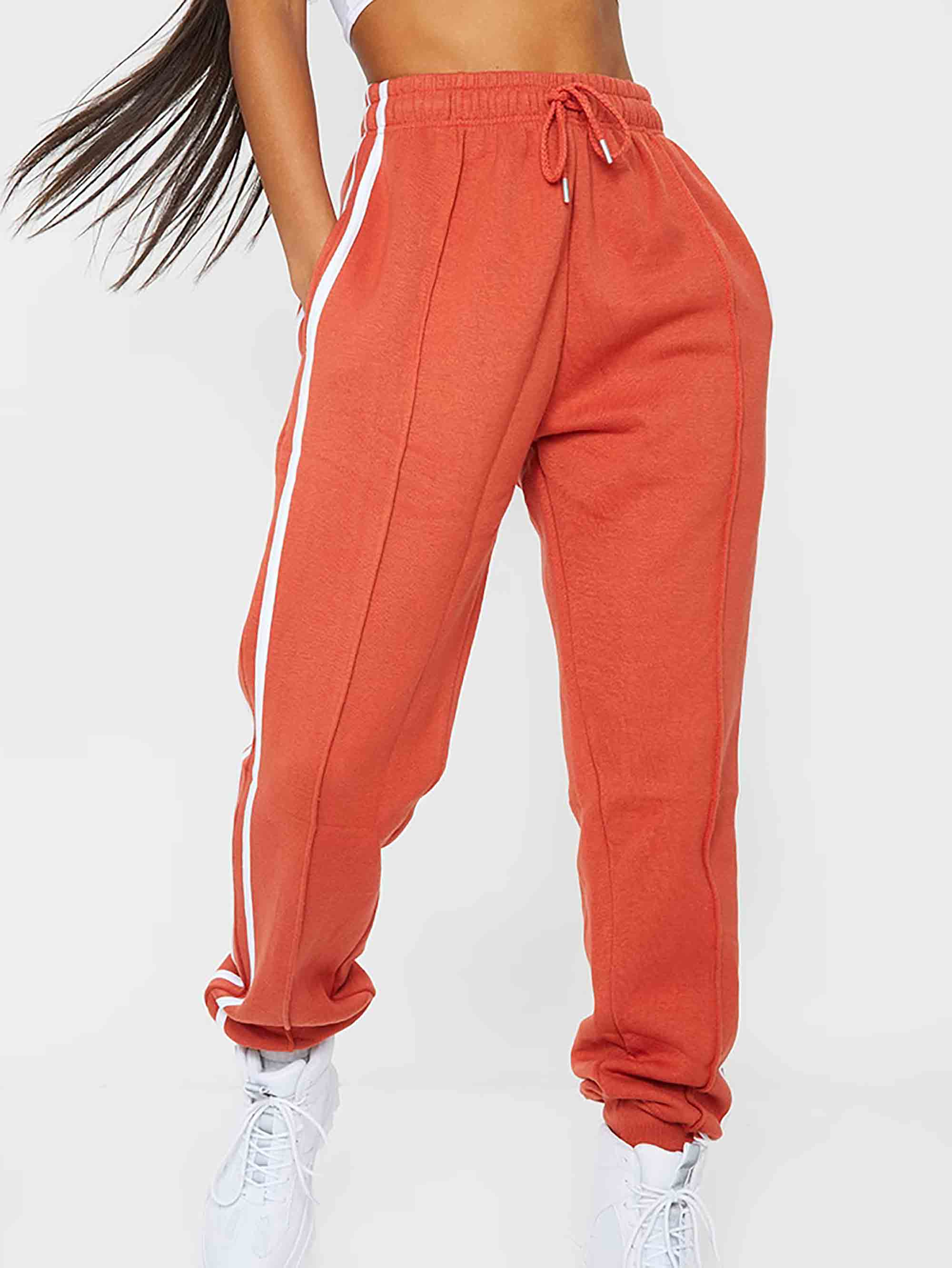 RUST DOUBLE SIDE STRIPE JOGGERS - ThexactStore