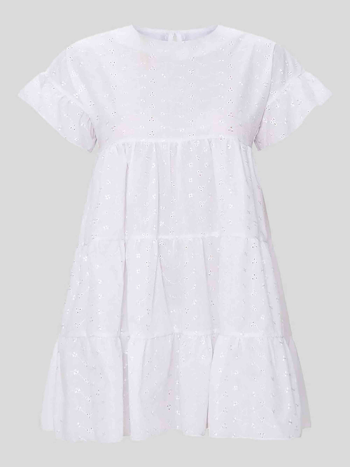 WHITE BRODERIE ANGLAISE SMOCK DRESS - ThexactStore