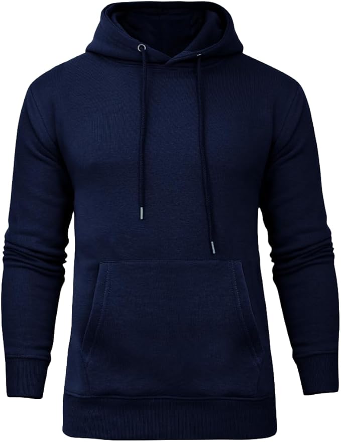 Classic Hooded Sweatshirt Plain Casual Men Women Hoodie Fleece Pullover Hood Kangaroo Pocket