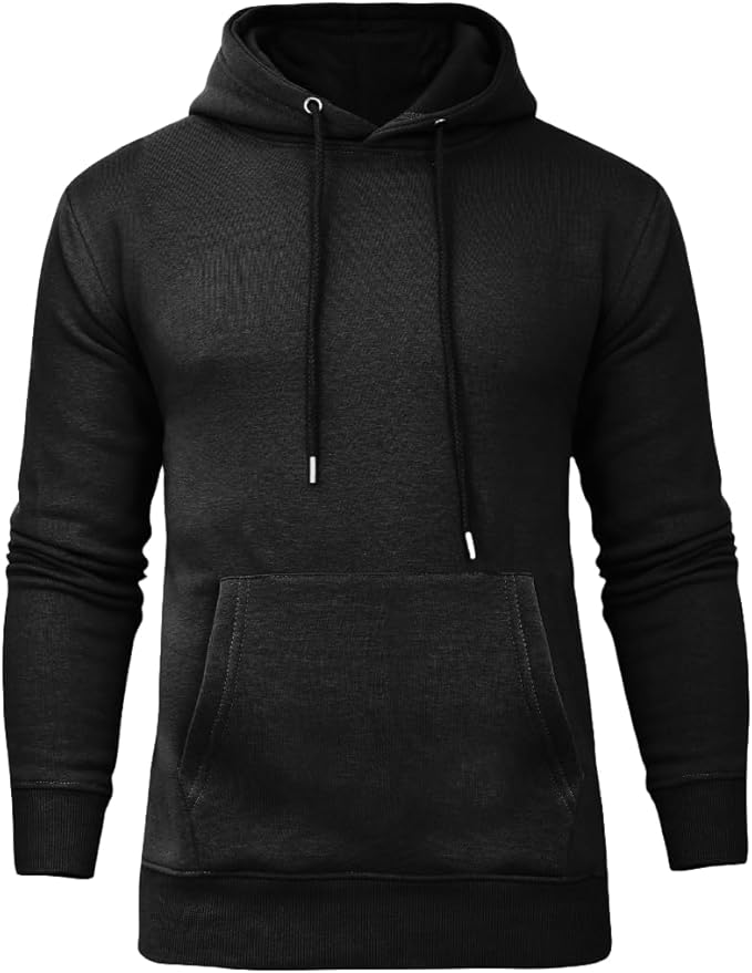 Classic Hooded Sweatshirt Plain Casual Men Women Hoodie Fleece Pullover Hood Kangaroo Pocket