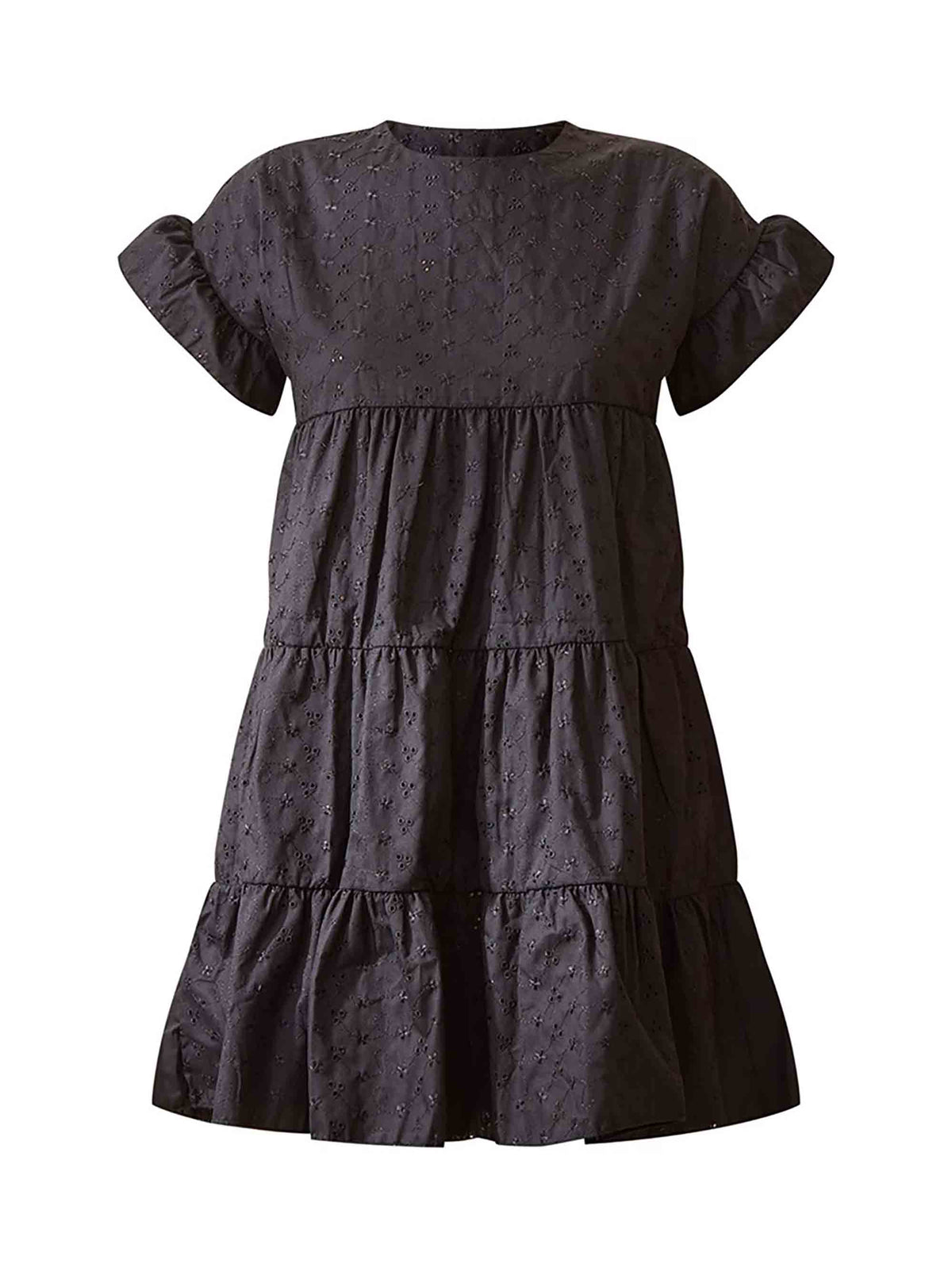 BLACK BRODERIE ANGLAISE SMOCK DRESS - ThexactStore