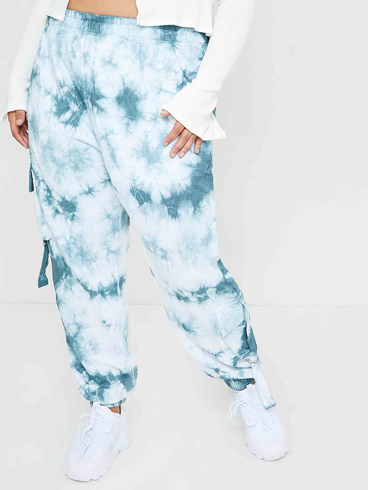 PLUS DUSTY BLUE TIE DYE CARGO JOGGERS - ThexactStore