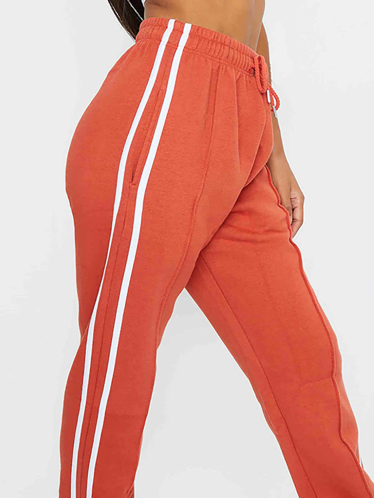 RUST DOUBLE SIDE STRIPE JOGGERS - ThexactStore