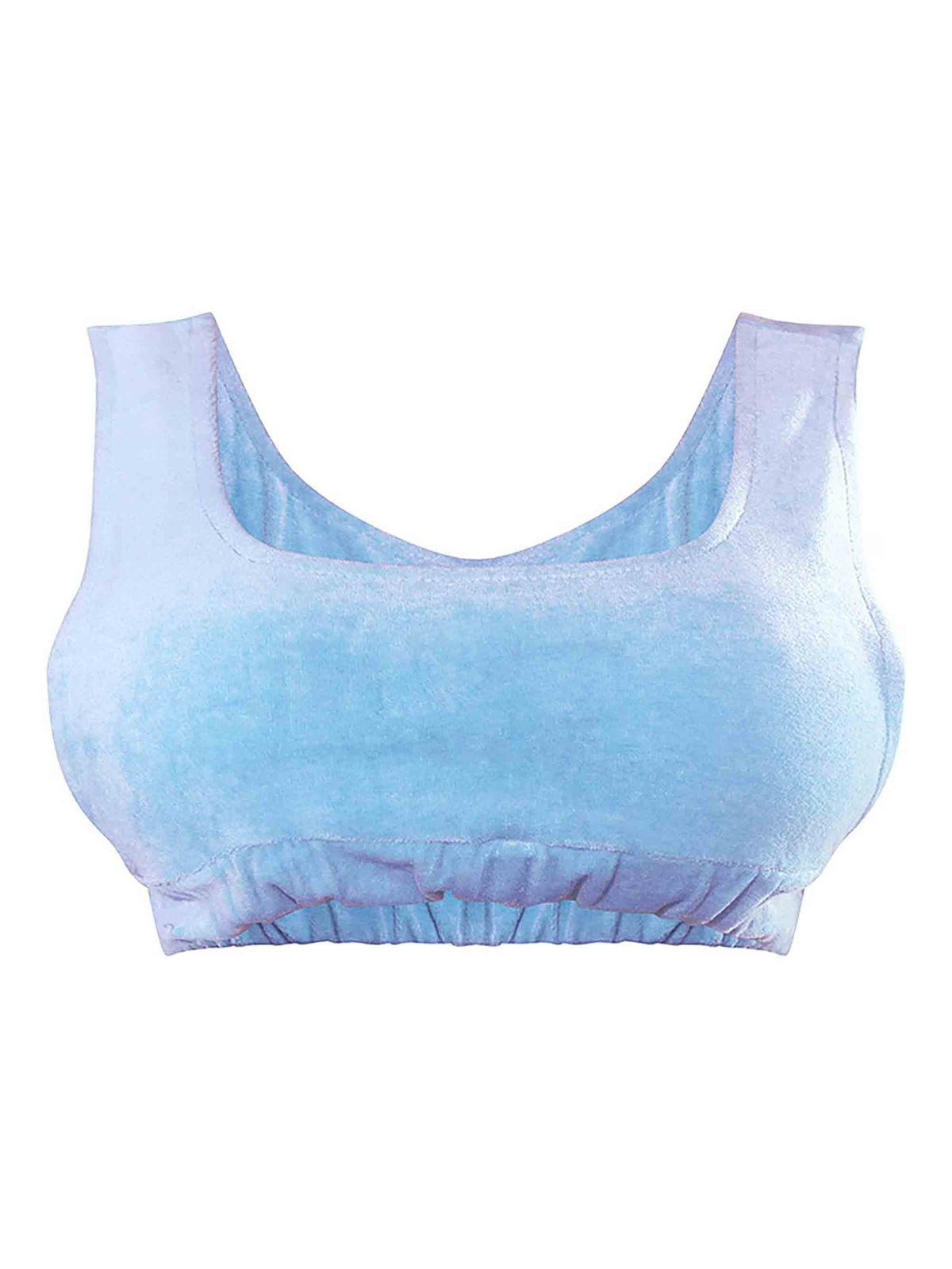 SHAPE BLUE VELOUR SIDE BOOB CROP TOP - ThexactStore