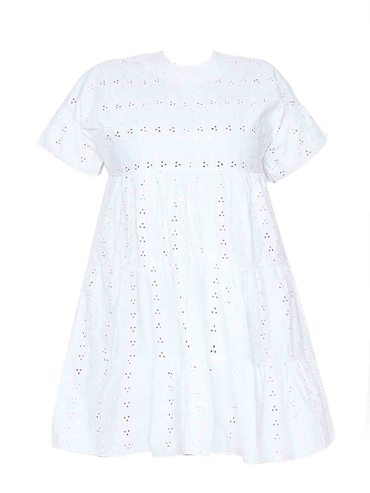 PLUS WHITE BRODERIE ANGLAISE SMOCK DRESS - ThexactStore