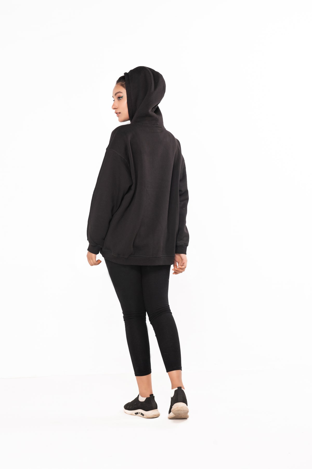 Women Ladies Oversized Pullover Plain Black Hoodie Top Hoodies Sweatshirt Top Jumper UK