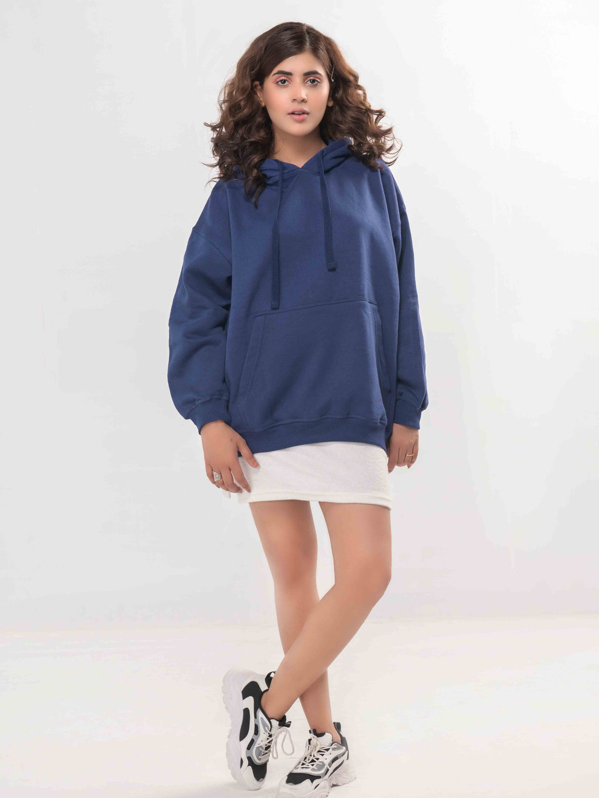 WOMENS NAVY BLUE OVERSIZED HOODIE