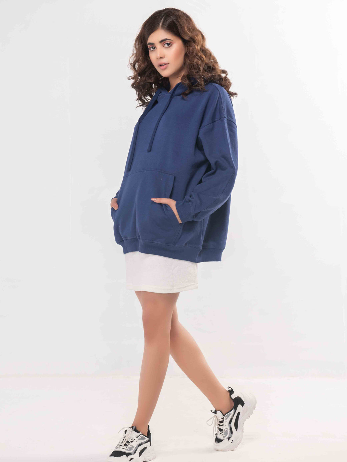 WOMENS NAVY BLUE OVERSIZED HOODIE