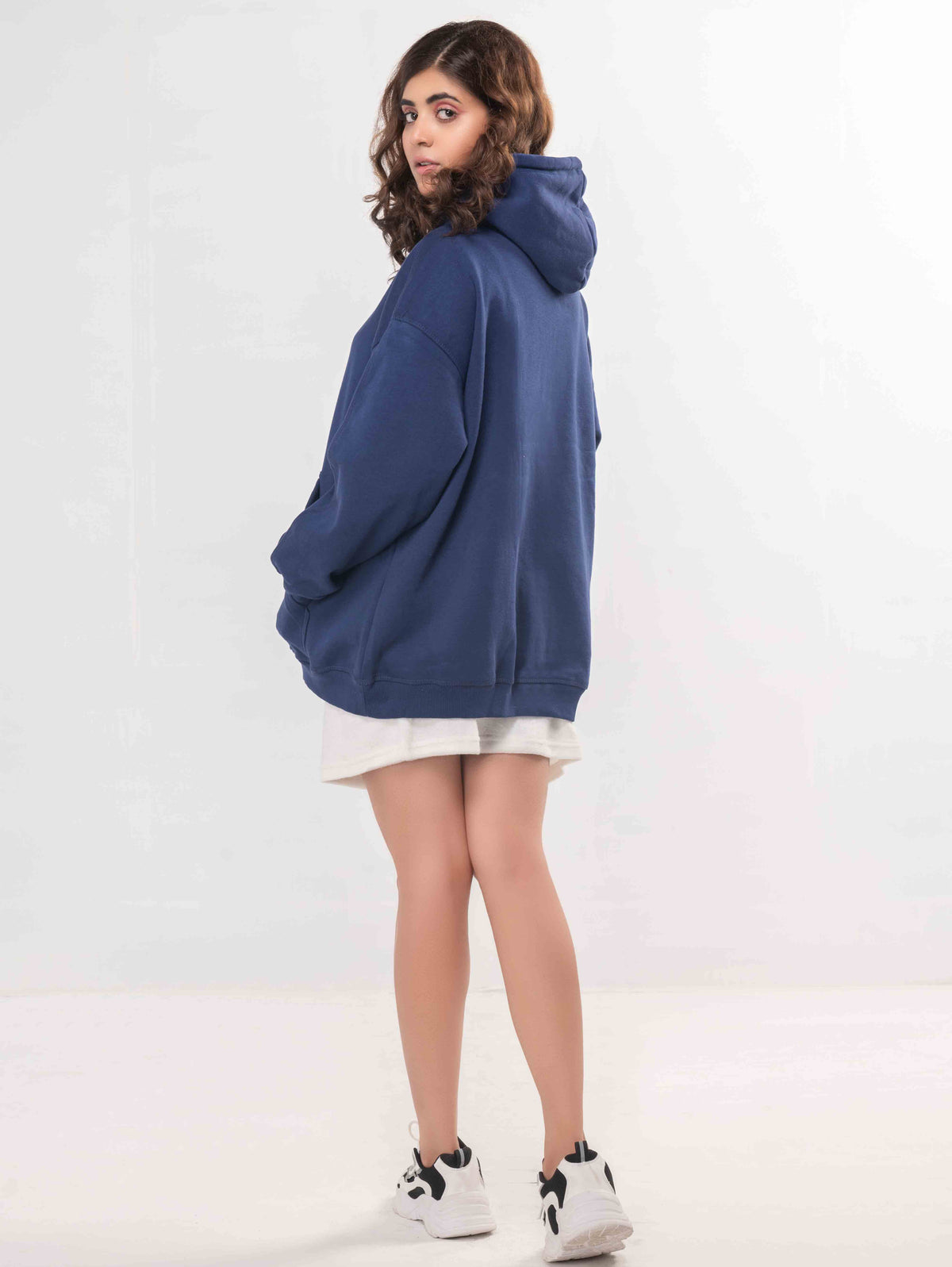 WOMENS NAVY BLUE OVERSIZED HOODIE