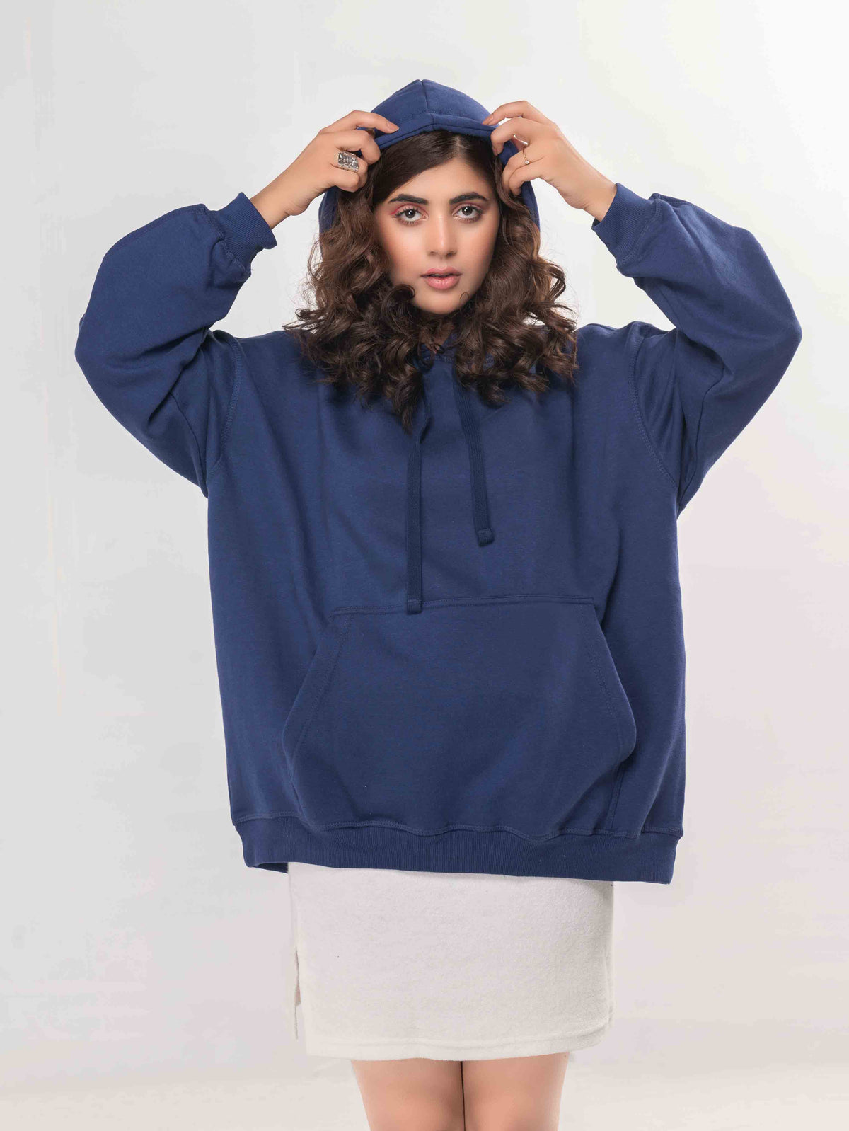 WOMENS NAVY BLUE OVERSIZED HOODIE