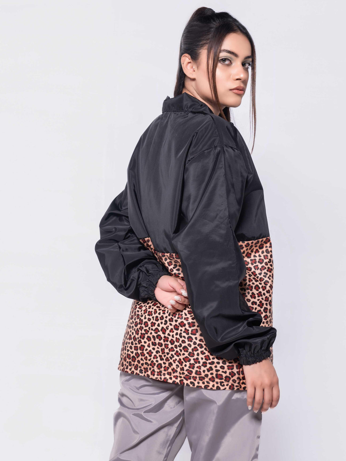 Leopard shop print windbreaker