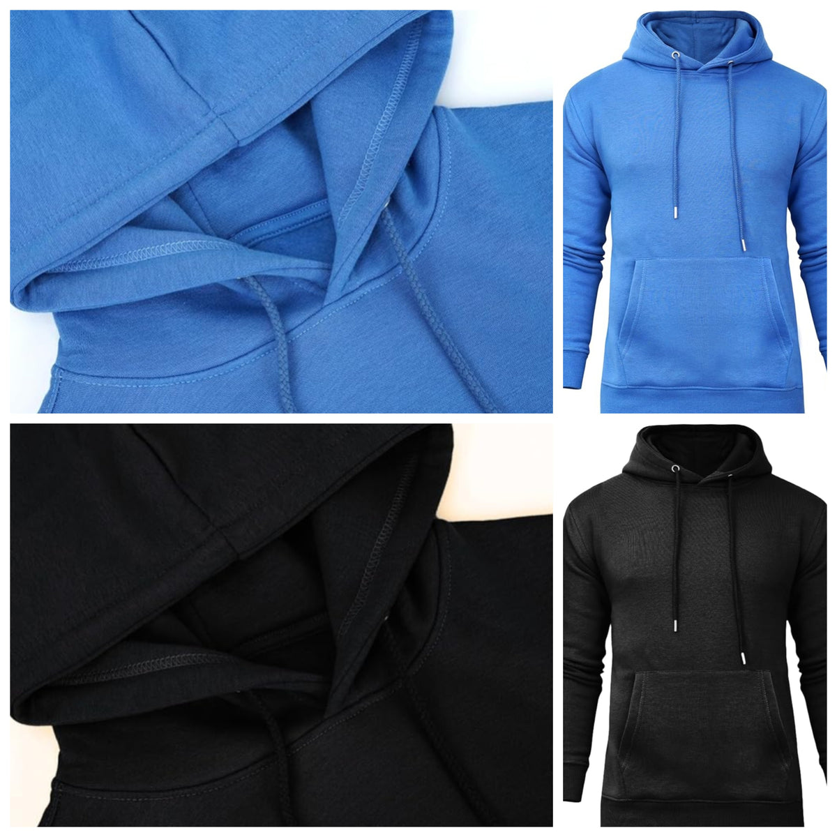 Classic Hooded Sweatshirt Plain Casual Men Women Hoodie Fleece Pullover Hood Kangaroo Pocket