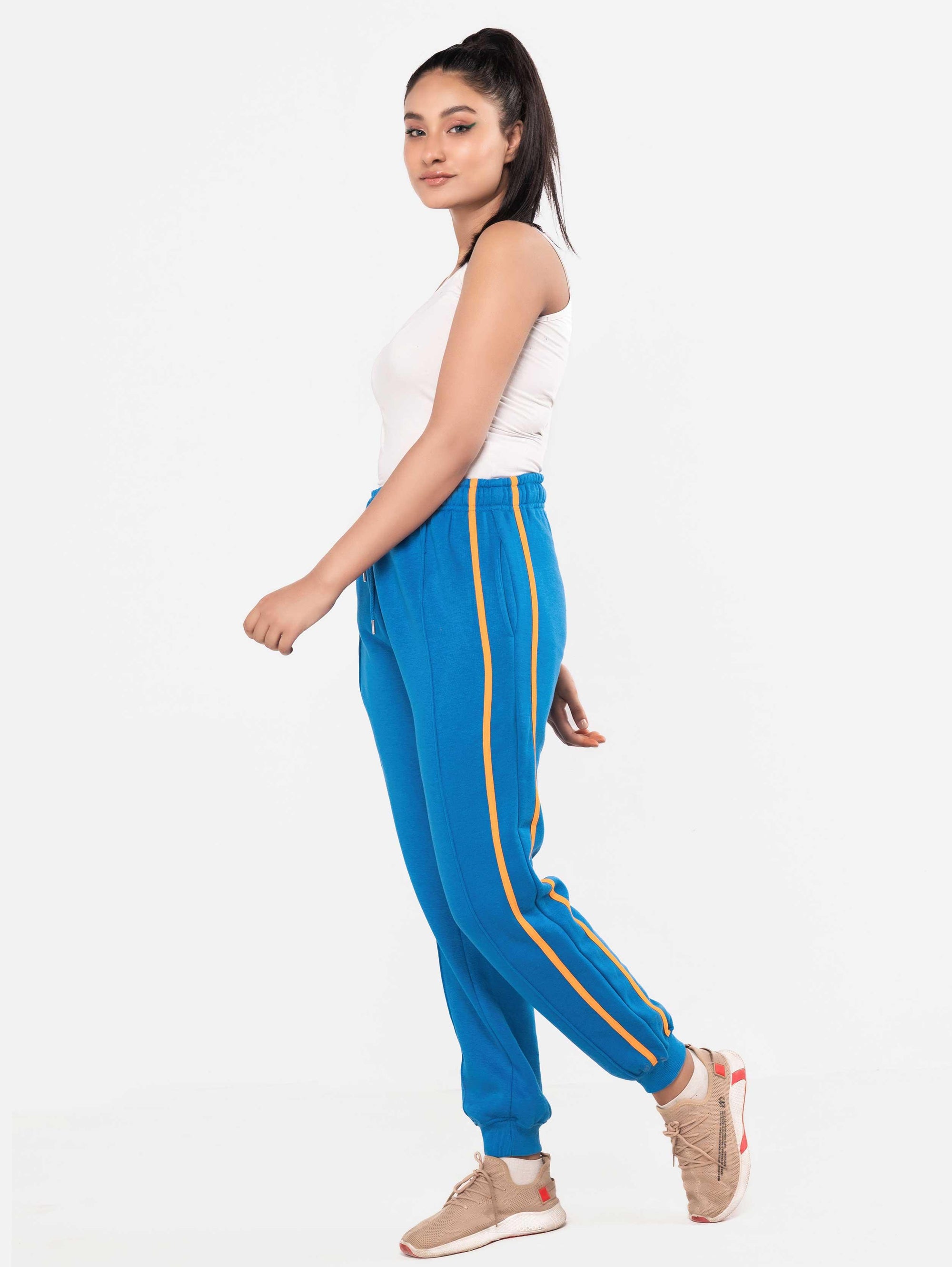 BLUE CONTRAST DOUBLE SIDE STRIPE JOGGERS - ThexactStore