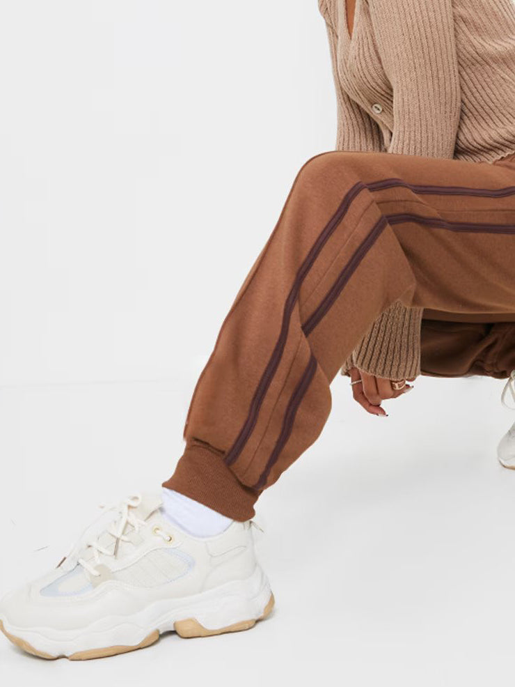 CHOCOLATE DOUBLE SIDE STRIPE JOGGERS - ThexactStore