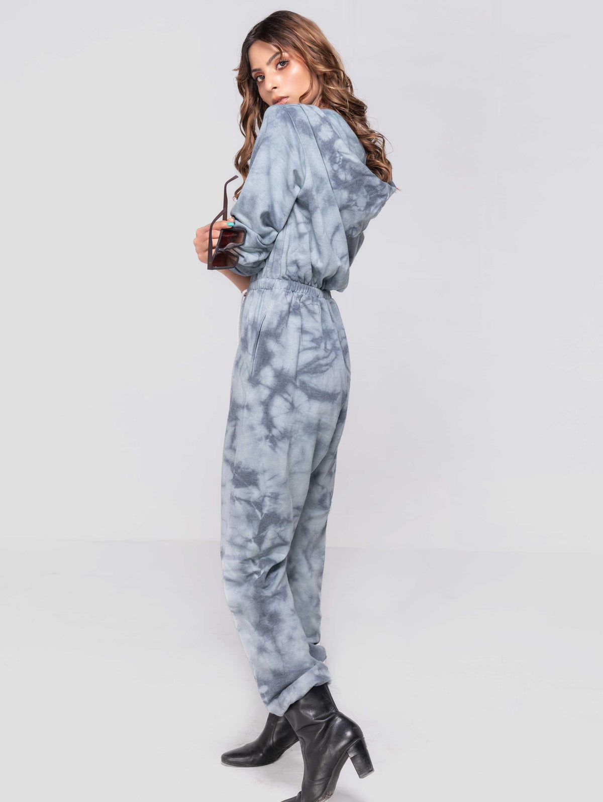 TIE DYE LONG SLEEVE SWEAT HOODED JUMPSUIT - ThexactStore