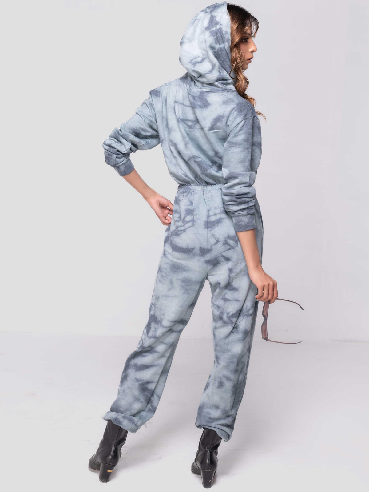 TIE DYE LONG SLEEVE SWEAT HOODED JUMPSUIT - ThexactStore