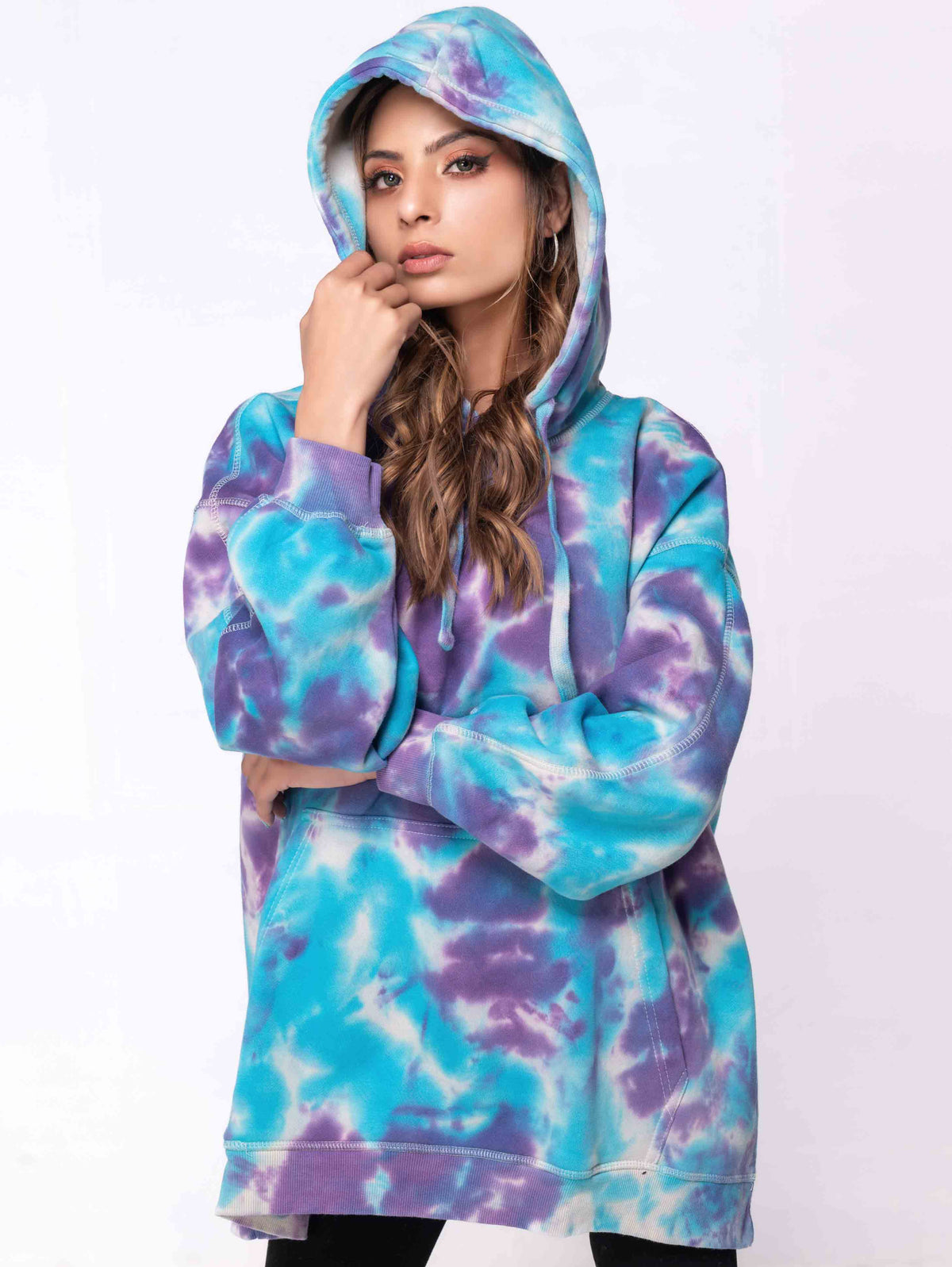 SKY PURPLE TIE &amp; DYE OVERSIZED HOODIE - ThexactStore