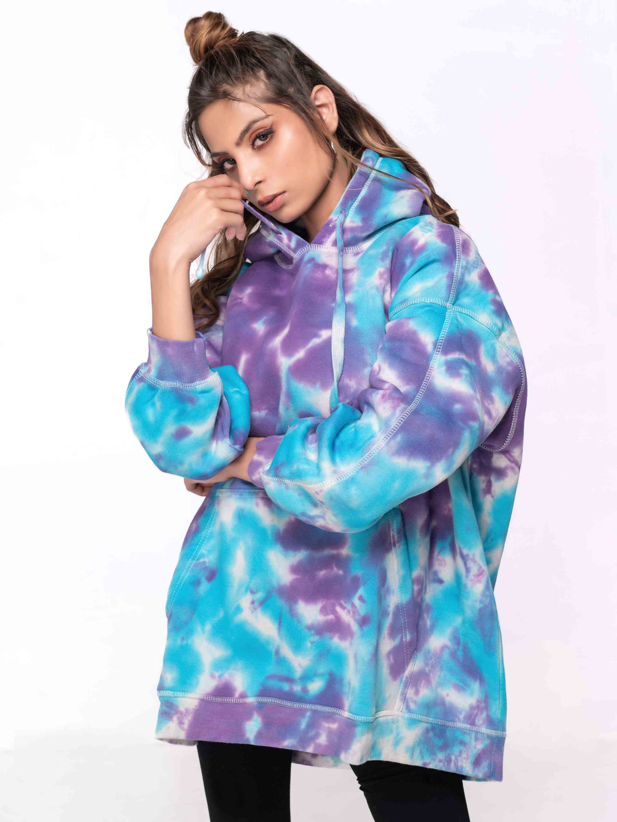 SKY PURPLE TIE &amp; DYE OVERSIZED HOODIE - ThexactStore