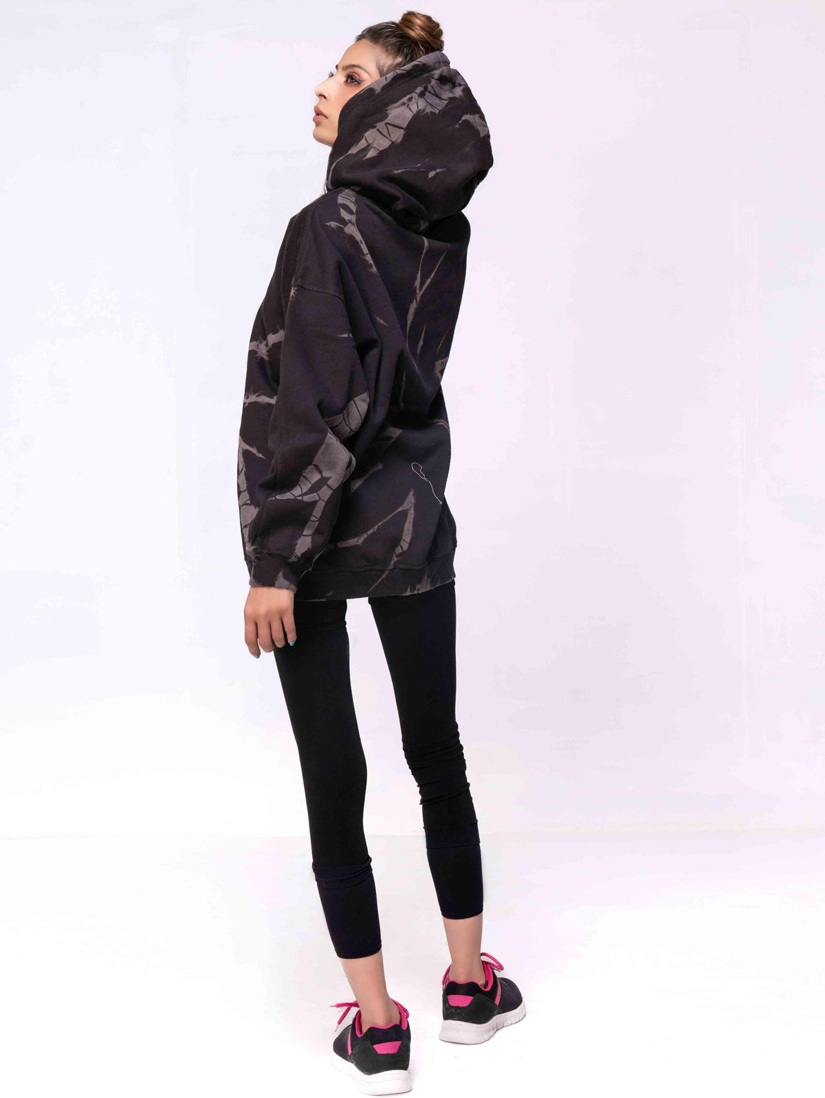 BLACK GREY TIE &amp; DYE OVERSIZED HOODIE - ThexactStore