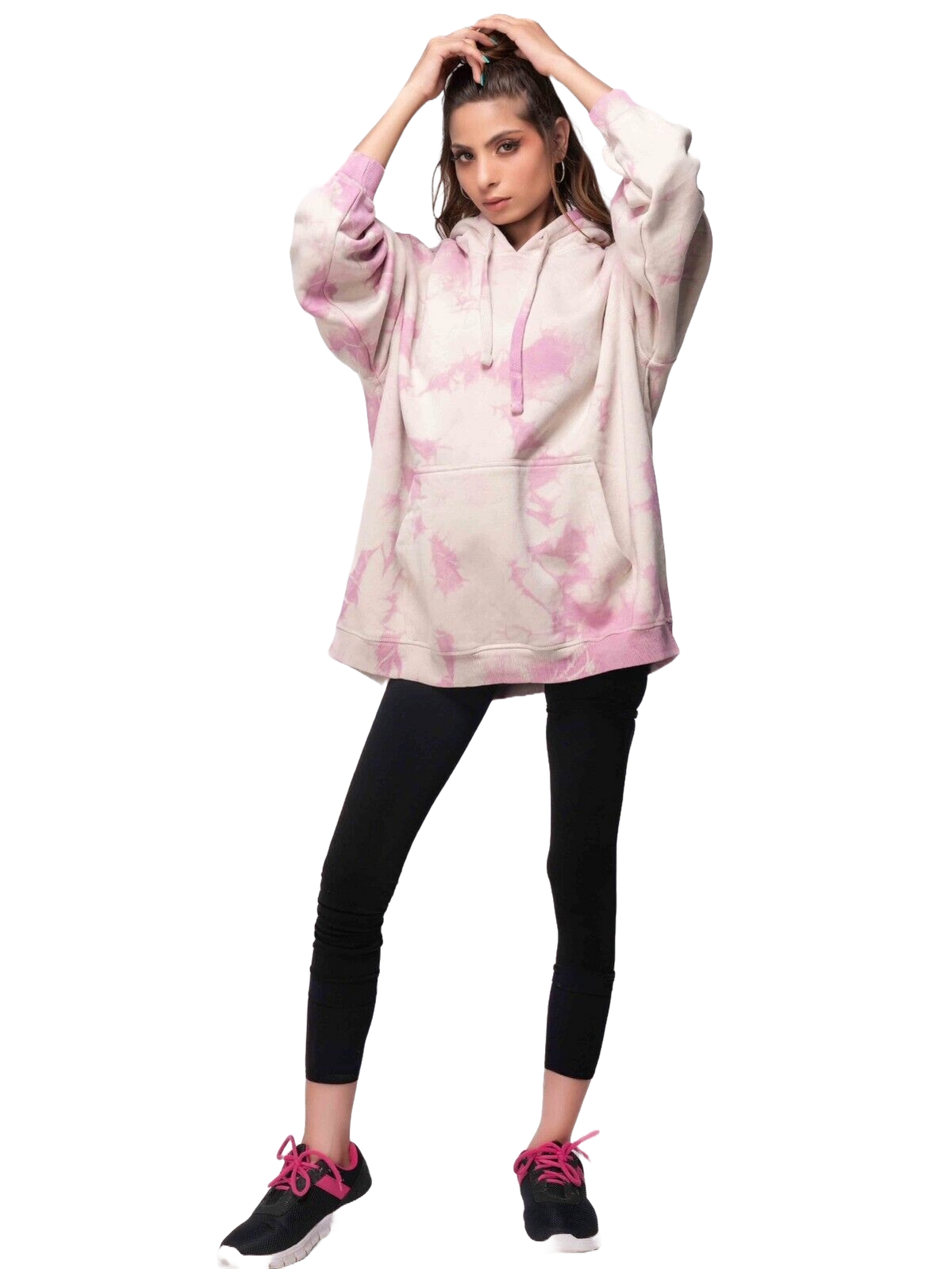 Women&#39;s Hoodie Blanket – Oversized Tie Dye Fleece Coat with Hooded Sweatshirt