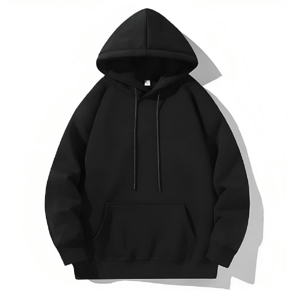 UNISEX BASIC BLACK HOODIE OVERSIZED DROP SHOULDER WITH POCKET HOODED SWEATSHIRTS